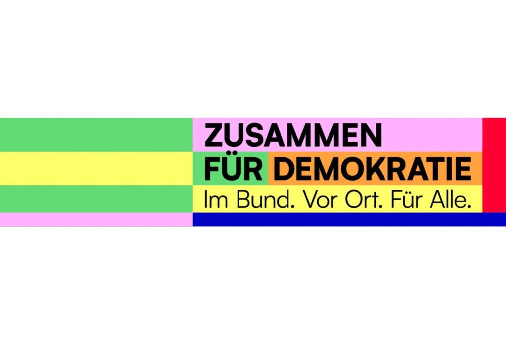 Banneraktion „Zusammen für Demokratie“.