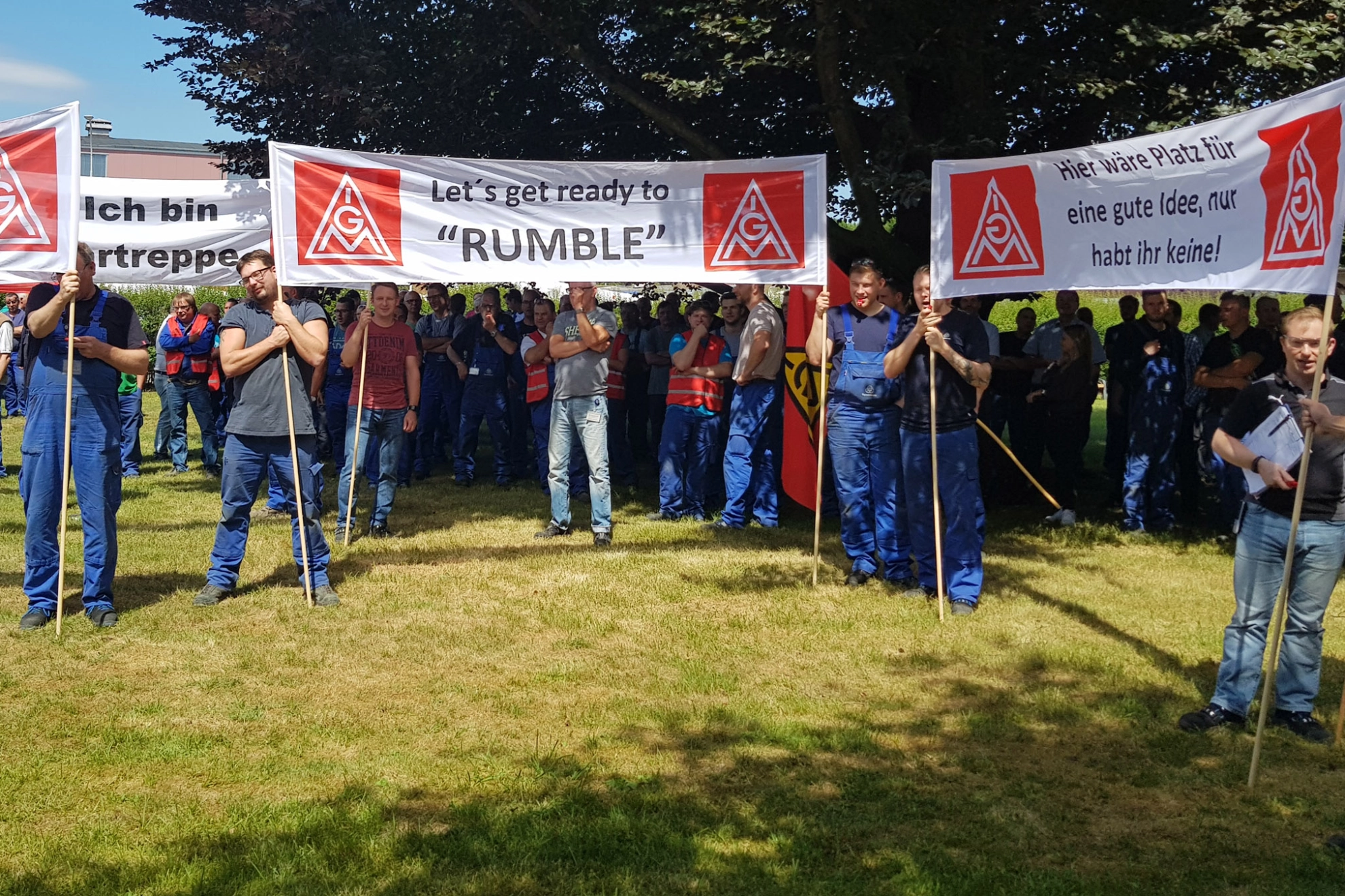 Aktion bei thyssenkrupp Fahrttreppen in Hamburg