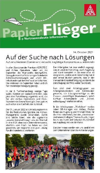 Papierflieger Oktober 2021