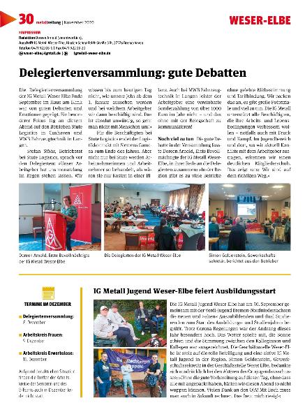  „Metallzeitung“ - November 2020 – Lokalseite Weser-Elbe