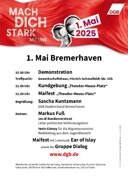 Aufruf Kundgebung 1. Mai 2025 in Bremerhaven