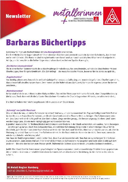 2022 Newsletter Metallerinnen - Babaras Büchertipps