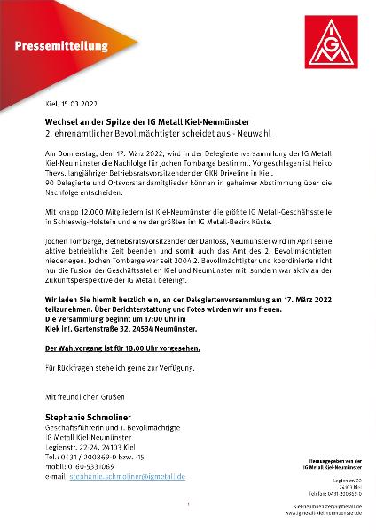 Pressemitteilung Kiel-Neumünster