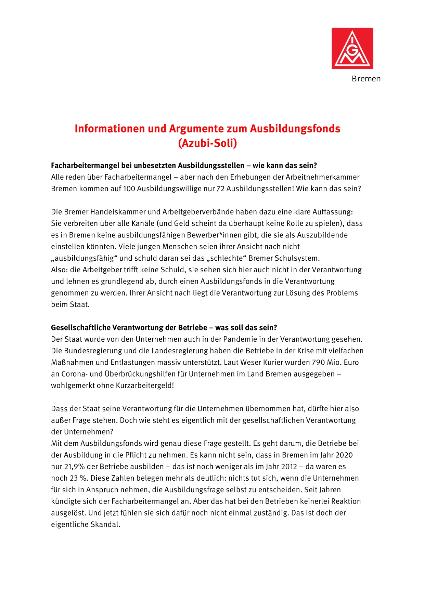 Informationen zum Ausbildungsfonds