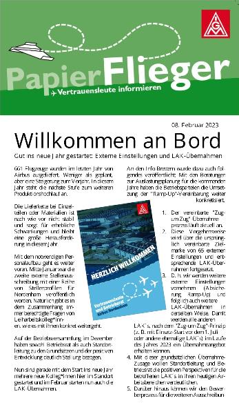 Papierflieger Februar 2023