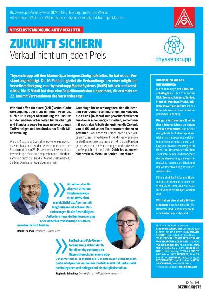 tkMS Zukunft sichern Verkauf nicht um jeden Preis