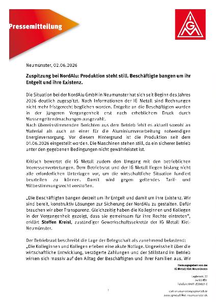 Pressemitteilung NordAlu 02.06.2026