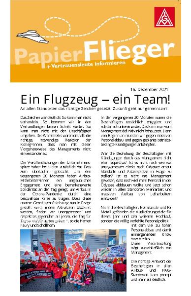 Papierflieger Dezember 2021