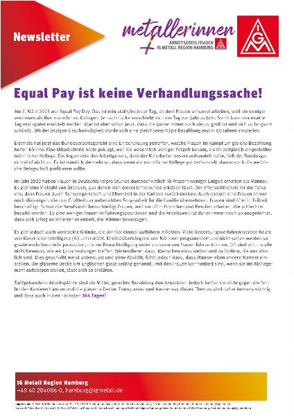 2023 Newsletter 2 Metallerinnen - Equal Pay Day